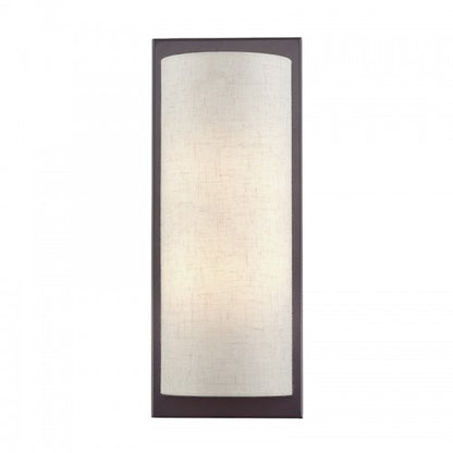 Livex Lighting Brenton 1 Light English Bronze Large ADA Sconce with Hand Crafted Oatmeal Fabric Shade 45231-92