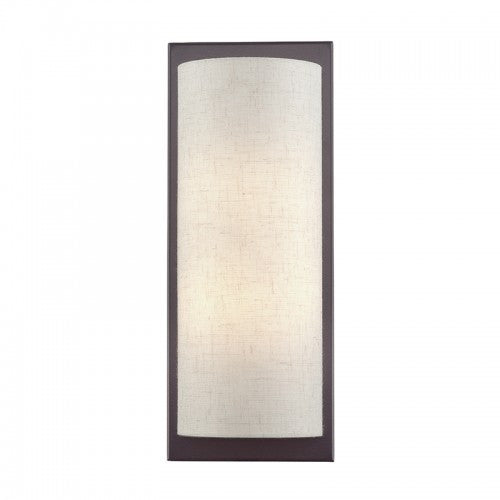 Livex Lighting Brenton 1 Light English Bronze Large ADA Sconce with Hand Crafted Oatmeal Fabric Shade 45231-92