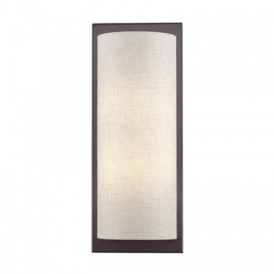 Livex Lighting Brenton 1 Light English Bronze Large ADA Sconce with Hand Crafted Oatmeal Fabric Shade 45231-92