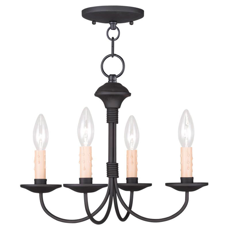 Livex Lighting Heritage Collection 4 Light BK Mini Chandelier/Ceiling Mount in Black 4524-04