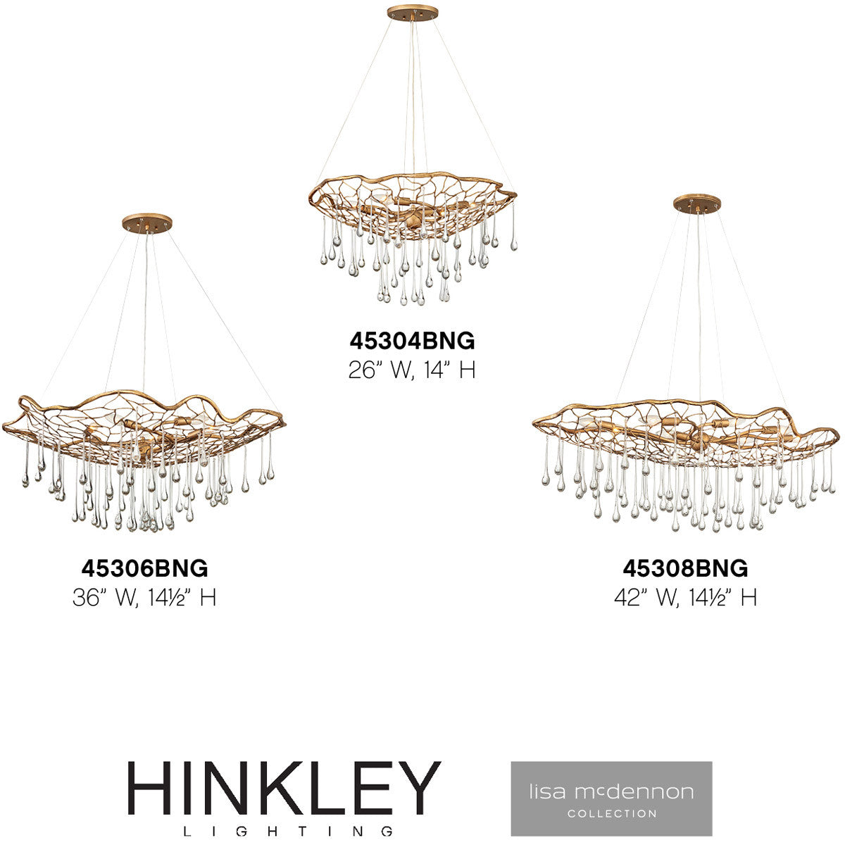 Hinkley Lighting Laguna Medium Single Tier Burnished Gold 45304BNG