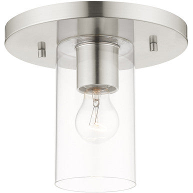 Livex Lighting Zurich Collection 1 Lt Brushed Nickel Flush Mount  in Brushed Nickel 45471-91