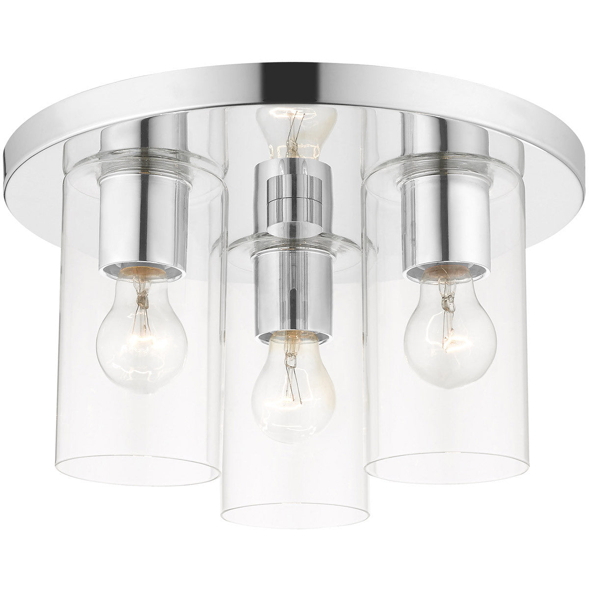 Livex Lighting Zurich Collection 3 Lt Polished Chrome Flush Mount  in Polished Chrome 45472-05