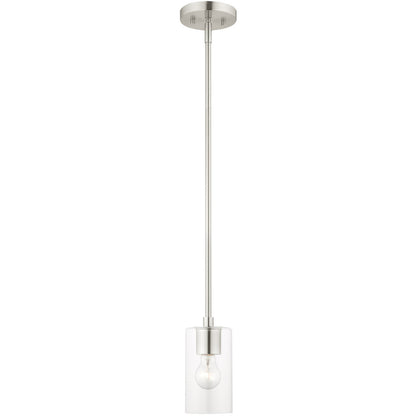 Livex Lighting Zurich Collection 1 Lt Brushed Nickel Pendant in Brushed Nickel 45477-91