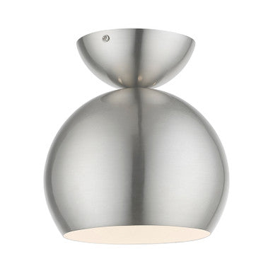 Livex Lighting Stockton Collection  1 Light Brushed Nickel Globe Semi-Flush in Brushed Nickel 45487-91