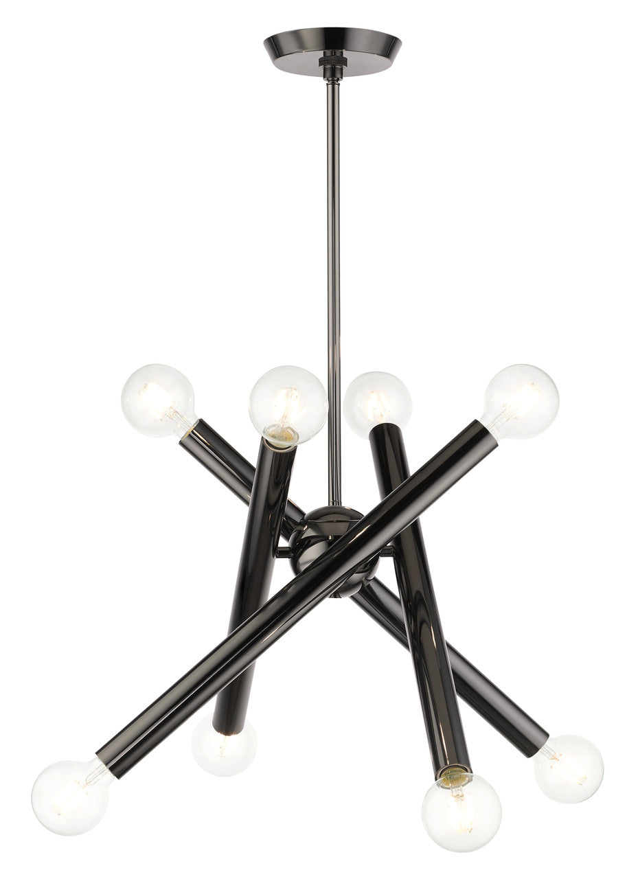 Livex Lighting Stafford Collection  8 Light Black Chrome Chandelier in Black Chrome 45584-46