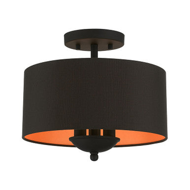 Livex Lighting Sentosa Collection  3 Light Black Semi-Flush Mount in Black 45611-04