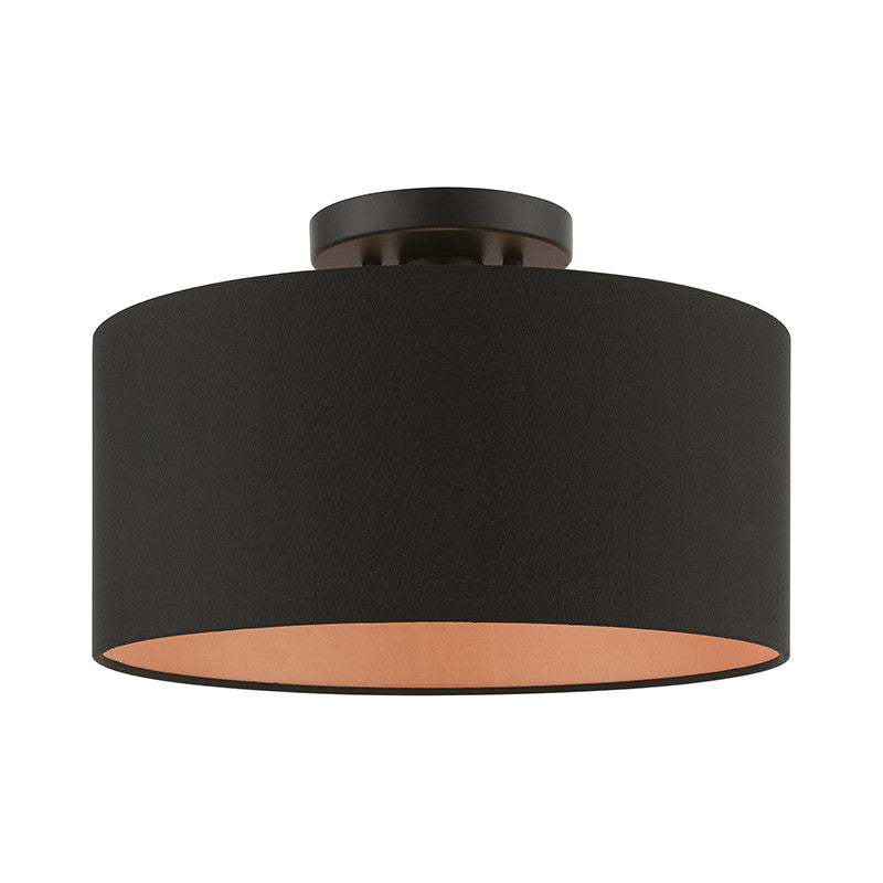 Livex Lighting Sentosa Collection  1 Light Black Medium Semi-Flush in Black 45613-04