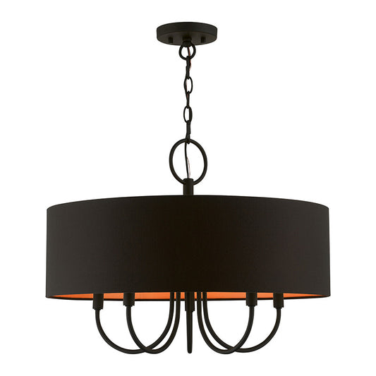 Livex Lighting Sentosa Collection  5 Light Black Pendant Chandelier in Black 45615-04