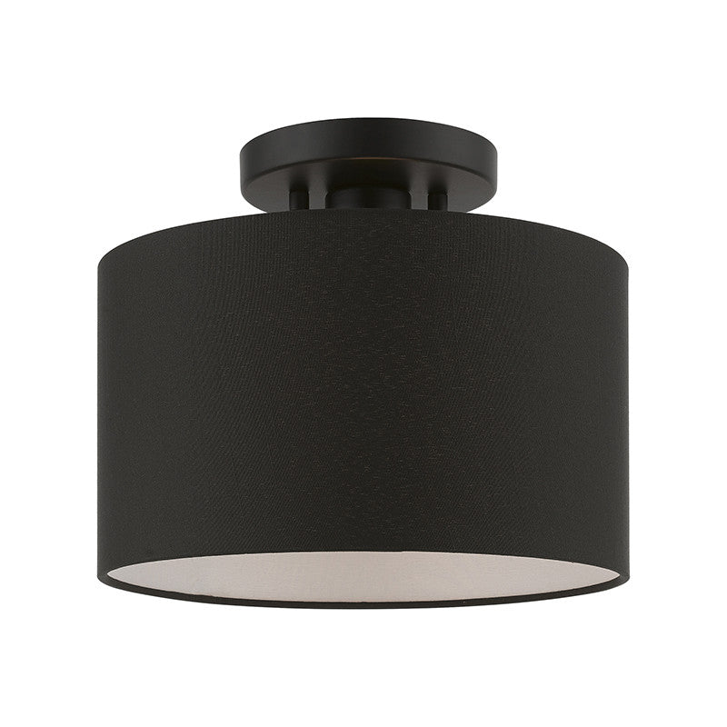 Livex Lighting Bainbridge Collection  1 Light Black Small Semi-Flush in Black 45662-04