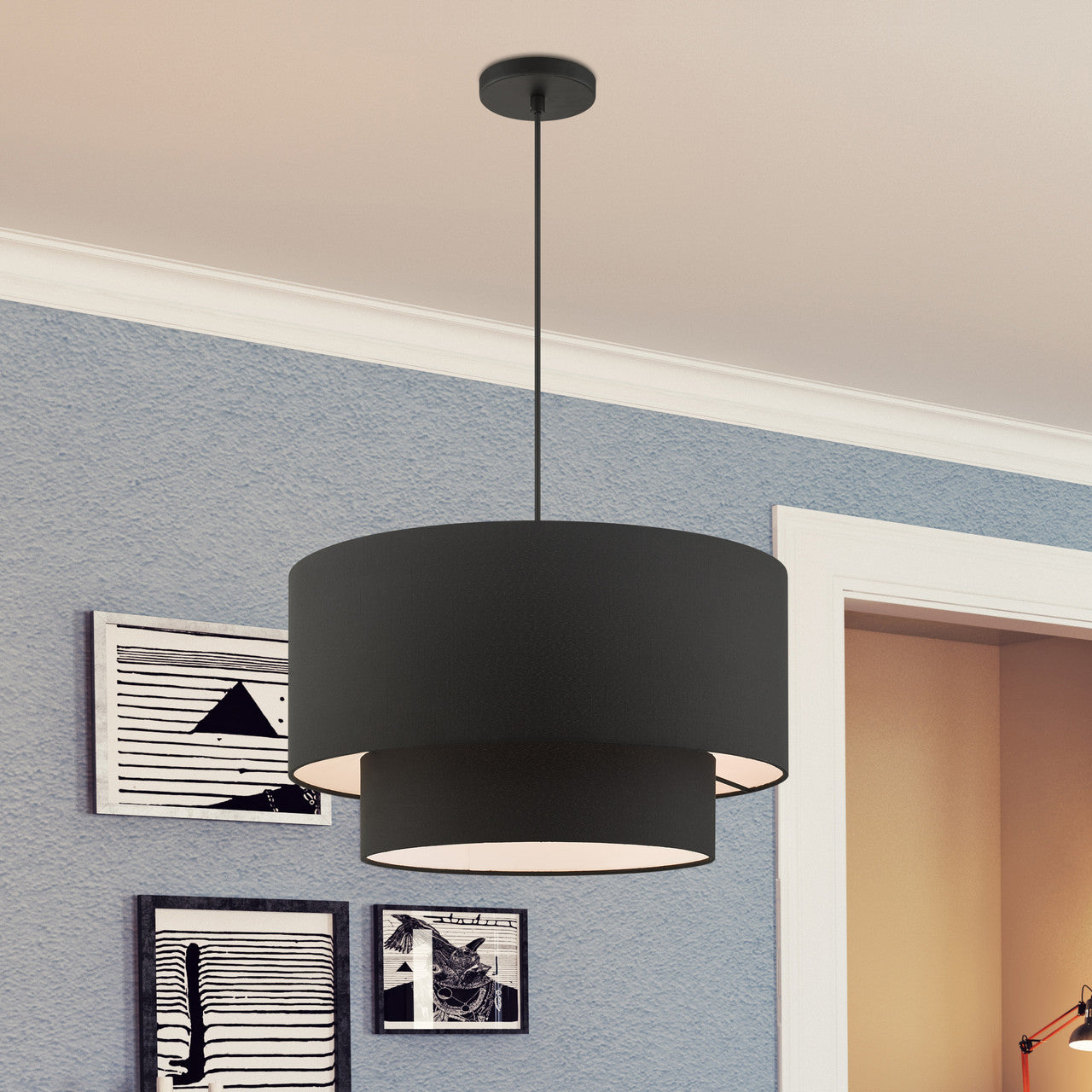 Livex Lighting Bainbridge Collection  3 Light Black Pendant in Black  45668-04