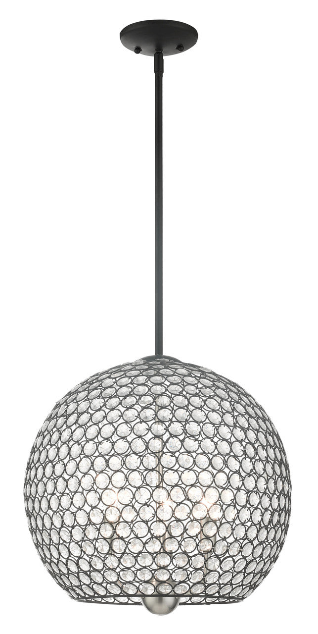 Livex Lighting Cassandra Collection  3 Light Black Pendant in Black  45723-04