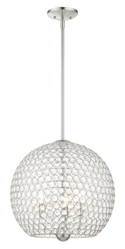 Livex Lighting Cassandra Collection  3 Light Brushed Nickel Pendant in Brushed Nickel 45723-91