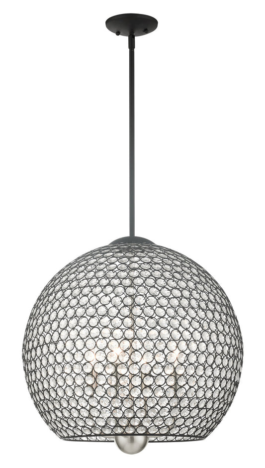 Livex Lighting Cassandra Collection  4 Light Black Pendant in Black  45724-04