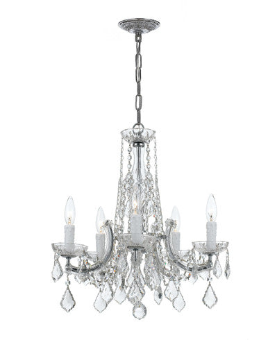 Crystorama Maria Theresa 5 Light Hand Cut Crystal Polished Chrome Chandelier 4576-CH-CL-MWP