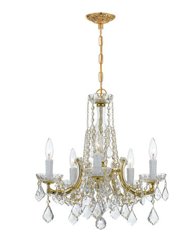 Crystorama Maria Theresa 5 Light Hand Cut Crystal Gold Mini Chandelier 4576-GD-CL-MWP