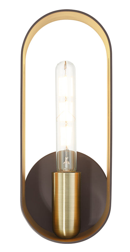 Livex Lighting Ravena Collection  1 Light Bronze with Antique Brass Accents ADA Single Sconce in Bronze with Antique Brass Accents 45762-07