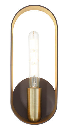 Livex Lighting Ravena Collection  1 Light Bronze with Antique Brass Accents ADA Single Sconce in Bronze with Antique Brass Accents 45762-07