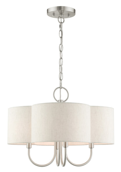 Livex Lighting Solstice Collection  4 Light Brushed Nickel Chandelier in Brushed Nickel 45806-91