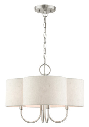 Livex Lighting Solstice Collection  4 Light Brushed Nickel Chandelier in Brushed Nickel 45806-91