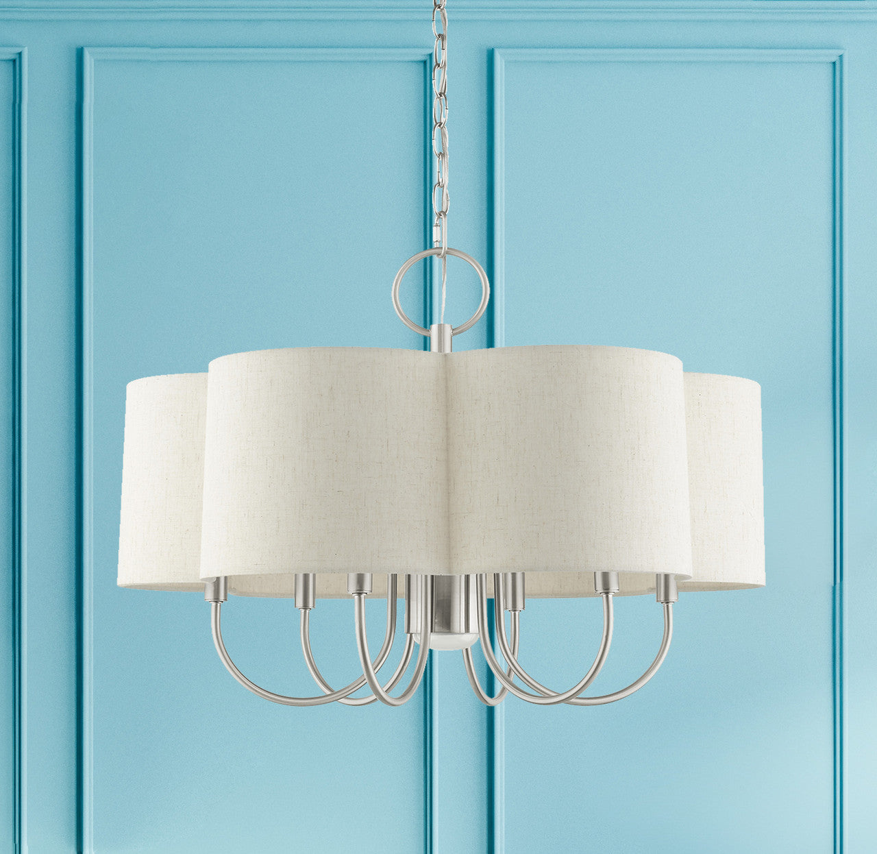 Livex Lighting Solstice Collection  7 LightBrushed Nickel Chandelier in Brushed Nickel 45807-91