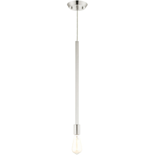 Livex Lighting Prague Collection 1 Lt Brushed Nickel Pendant  in Brushed Nickel 45831-91