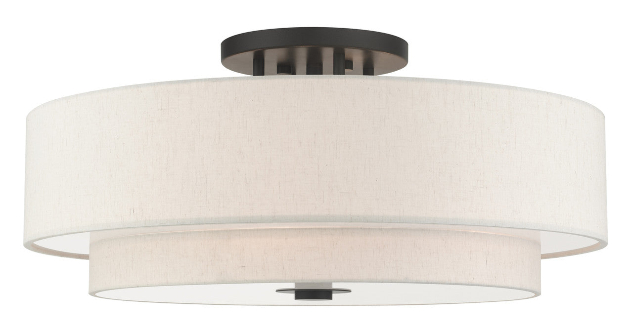 Livex Lighting Monroe Collection  6 Light English Bronze Semi Flush in English Bronze  45849-92