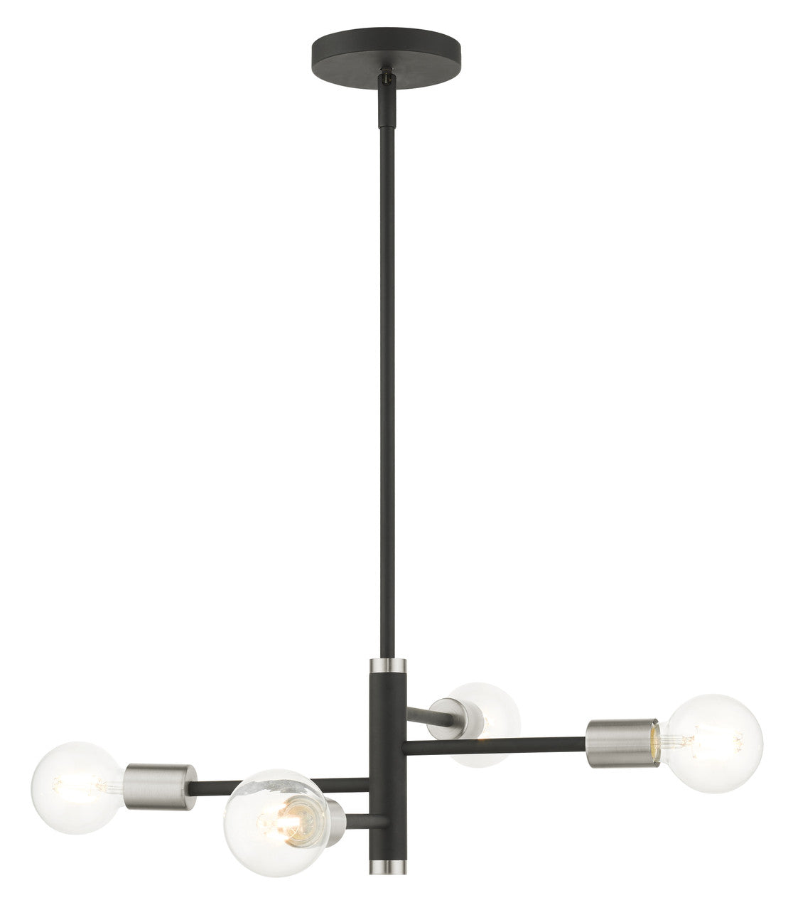 Livex Lighting Bannister Collection  4 Light Black Chandelier in Black with Brushed Nickel Accents 45864-04