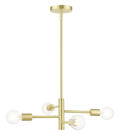 Livex Lighting Bannister Collection  4 Light Satin Brass Chandelier in Satin Brass  45864-12