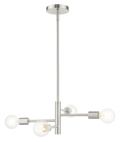 Livex Lighting Bannister Collection  4 Light Brushed Nickel Chandelier in Brushed Nickel 45864-91