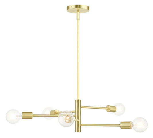 Livex Lighting Bannister Collection  5 Light Satin Brass Chandelier in Satin Brass  45865-12