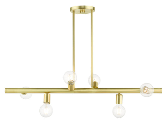 Livex Lighting Bannister Collection  6 Light Satin Brass Linear Chandelier in Satin Brass  45866-12