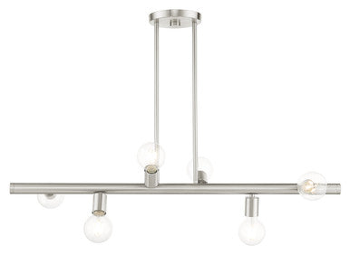 Livex Lighting Bannister Collection  6 Light Brushed Nickel Linear Chandelier in Brushed Nickel 45866-91