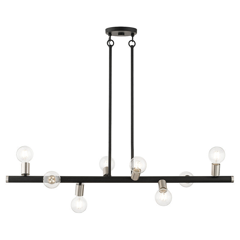 Livex Lighting Bannister Collection 8 Light Black Large Chandelier with Brushed Nickel Accents 45868-04