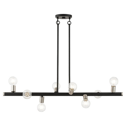 Livex Lighting Bannister Collection 8 Light Black Large Chandelier with Brushed Nickel Accents 45868-04