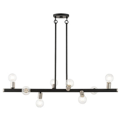 Livex Lighting Bannister Collection 8 Light Black Large Chandelier with Brushed Nickel Accents 45868-04