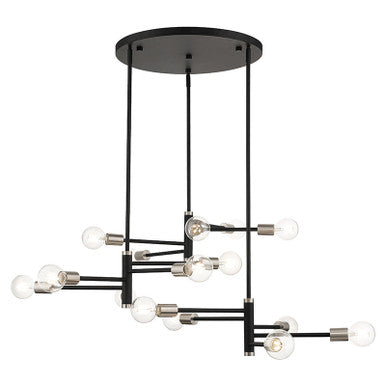 Livex Lighting Bannister Collection 15 Light Black Extra Large Chandelier with Brushed Nickel Accents 45869-04