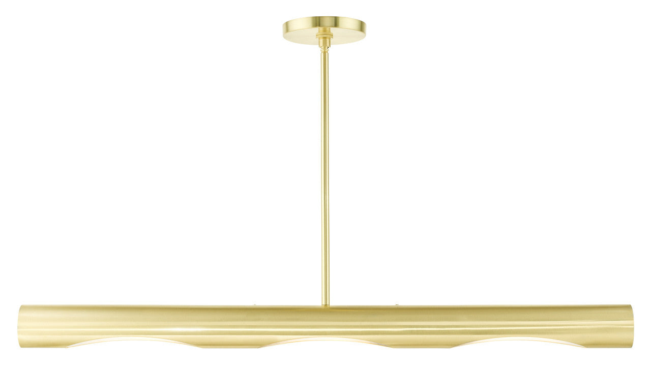 Livex Lighting Novato Collection  3 Light Satin Brass Linear Chandelier in Satin Brass  45897-12