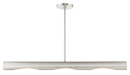 Livex Lighting Novato Collection  3 Light Brushed Nickel Linear Chandelier in Brushed Nickel 45897-91