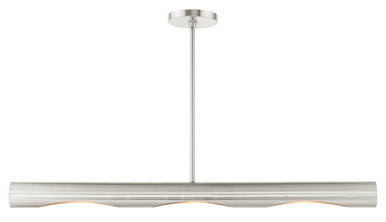 Livex Lighting Novato Collection  3 Light Brushed Nickel Linear Chandelier in Brushed Nickel 45897-91