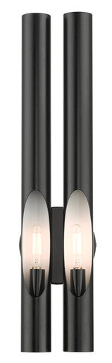 Livex Lighting Acra Collection  2 Light Shiny Black ADA Double Sconce in Shiny Black 45912-68