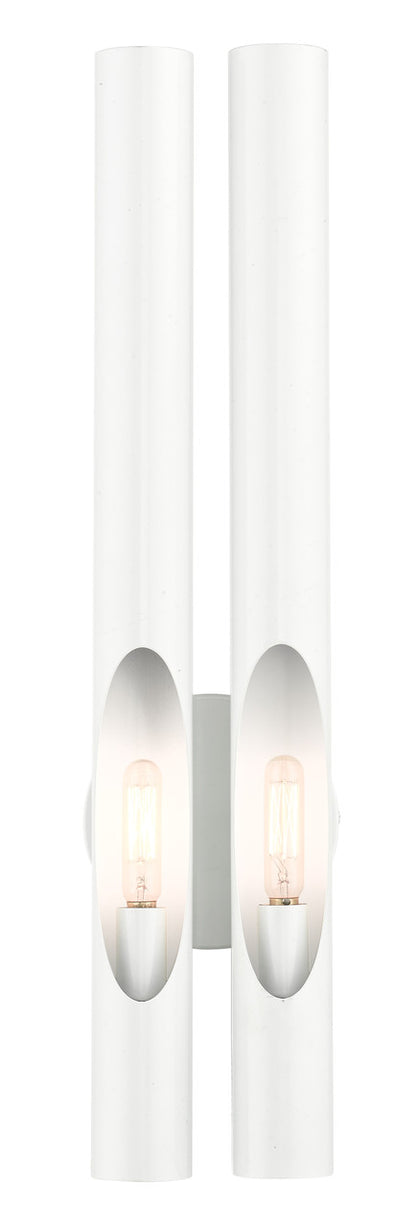 Livex Lighting Acra Collection  2 Light Shiny White ADA Double Sconce in Shiny White 45912-69