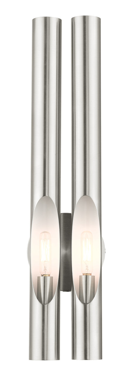 Livex Lighting Acra Collection  2 Light Brushed Nickel ADA Double Sconce in Brushed Nickel 45912-91