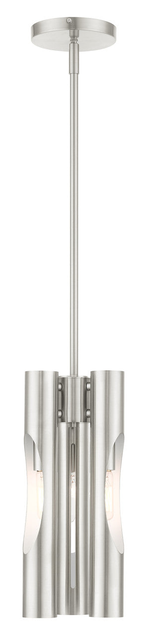 Livex Lighting Acra Collection  3 Light Brushed Nickel Pendant Chandelier in Brushed Nickel 45913-91