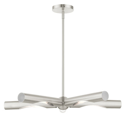 Livex Lighting Acra Collection  5 Light Brushed Nickel Chandelier in Brushed Nickel 45915-91