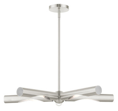 Livex Lighting Acra Collection  5 Light Brushed Nickel Chandelier in Brushed Nickel 45915-91