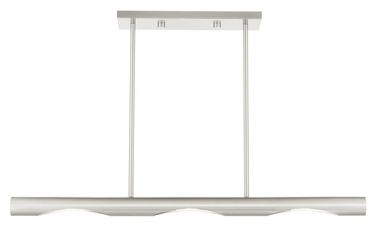 Livex Lighting Acra Collection  3 Light Brushed Nickel Linear Chandelier in Brushed Nickel 45917-91