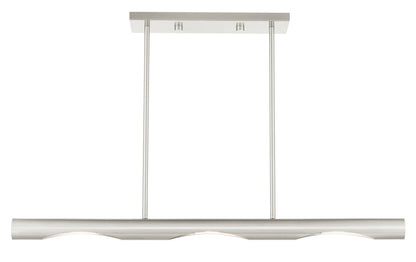 Livex Lighting Acra Collection  3 Light Brushed Nickel Linear Chandelier in Brushed Nickel 45917-91