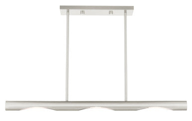 Livex Lighting Acra Collection  3 Light Brushed Nickel Linear Chandelier in Brushed Nickel 45917-91