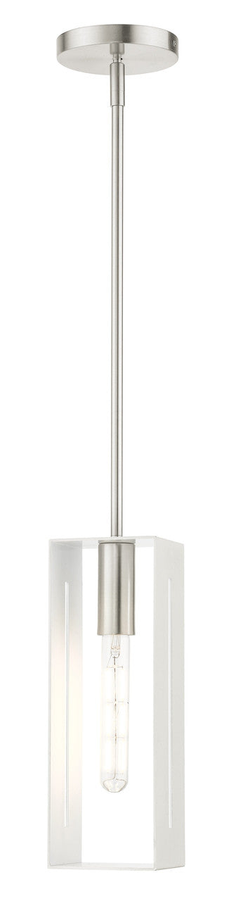 Livex Lighting Soma Collection  1 Light Brushed Nickel Pendant in Brushed Nickel 45951-91